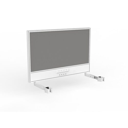 Studio Screen For Single Sided Desk Power/data 1200 Alloy Grey In White