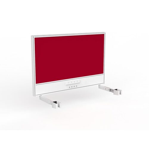 Studio Screen For Single Sided Desk Power/data 1200 Tomato Red In White