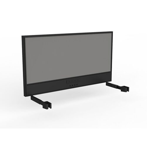 Studio Screen For Single Sided Desk Power/data 1500 Alloy Grey In Black