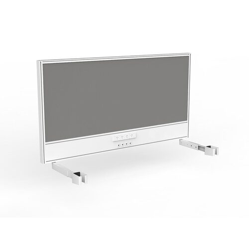 Studio Screen For Single Sided Desk Power/data 1500 Alloy Grey In White
