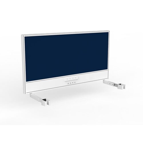 Studio Screen For Single Sided Desk Power/data 1500 Steel Blue In White