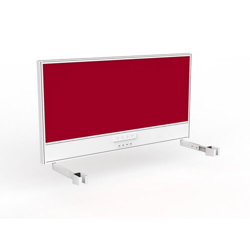 Studio Screen For Single Sided Desk Power/data 1500 Tomato Red In White