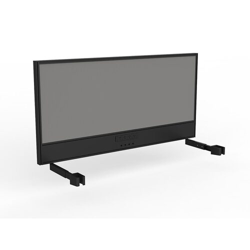 Studio Screen For Single Sided Desk Power/data 1600 Alloy Grey In Black