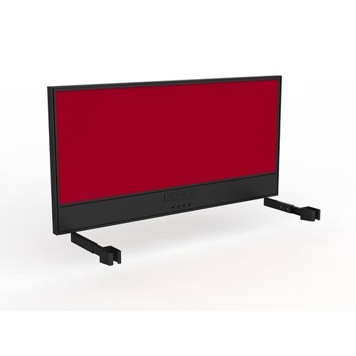 Studio Screen For Single Sided Desk Power/data 1600 Tomato Red In Black