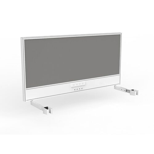 Studio Screen For Single Sided Desk Power/data 1600 Alloy Grey In White