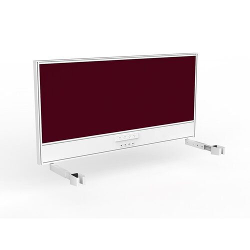 Studio Screen For Single Sided Desk Power/data 1600 Ruby Red In White