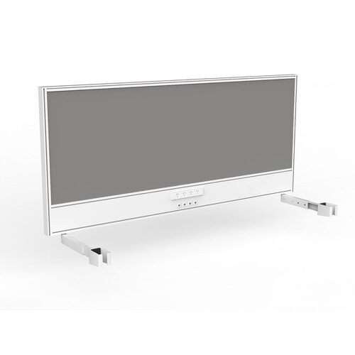 Studio Screen For Single Sided Desk Power/data 1800 Alloy Grey In White