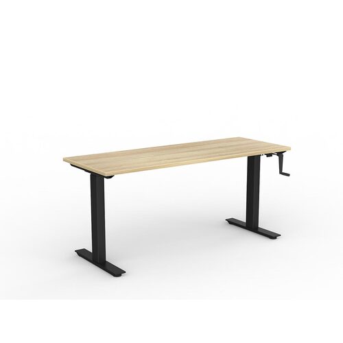 Agile Wind-Up Desk 1600 X 600 New Oak Over Black