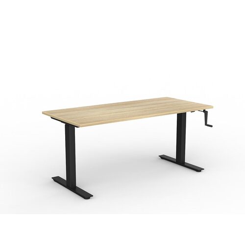 Agile Wind-Up Desk 1600 X 750 New Oak Over Black