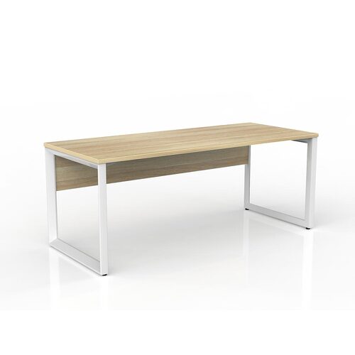 Anvil Loop Desk 1800 X 750 With Modesty New Oak On White