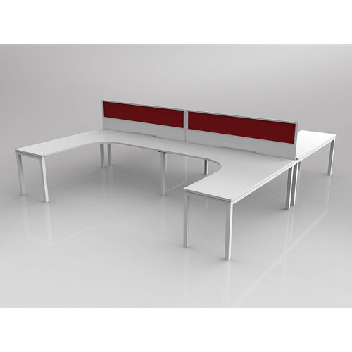 Axis Shared 4 Person 90° H Layout Corner Workstations 1800/600 X 1800/600 WI