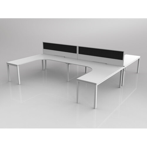 Axis Shared 4 Person 90° H Layout Corner Workstations 1800/600 X 1800/600 WS