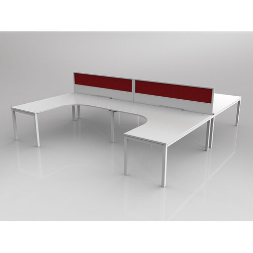 Axis Shared 4 Person 90° H Layout Corner Workstations 1800/750 X 1800/750 WI
