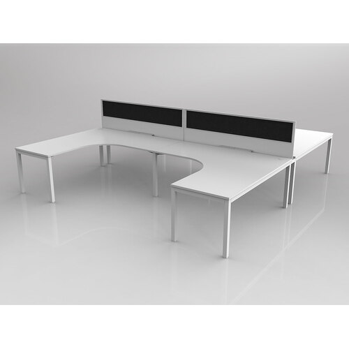 Axis Shared 4 Person 90° H Layout Corner Workstations 1800/750 X 1800/750 WS