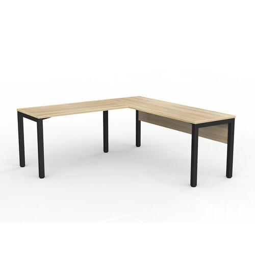 Axis Corner Workstation 1800/600 With Return 1200/600 LH With Modesty New Oak On Black