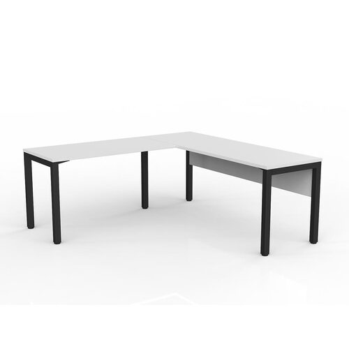 Axis Corner Workstation 1800/600 With Return 1200/600 LH With Modesty White On Black