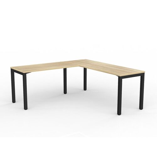 Axis Corner Workstation 1800/600 With Return 1200/600 LH New Oak On Black