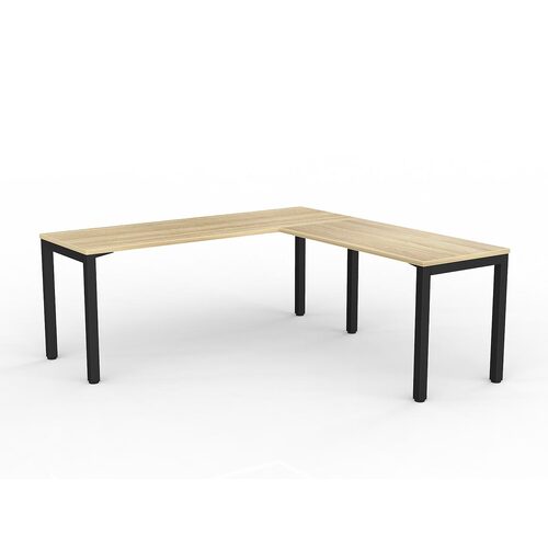 Axis Corner Workstation 1800/600 With Return 1200/600 RH New Oak On Black