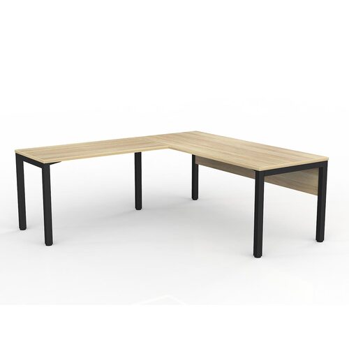 Axis Corner Workstation 1800/750 With Return 1200/600 LH With Modesty New Oak On Black