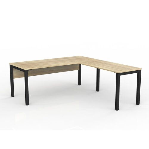 Axis Corner Workstation 1800/750 With Return 1200/600 RH With Modesty New Oak On Black