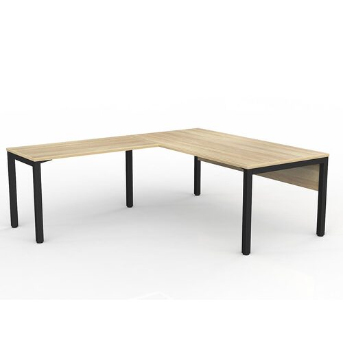 Axis Corner Workstation 1800/900 With Return 1200/600 LH With Modesty New Oak On Black