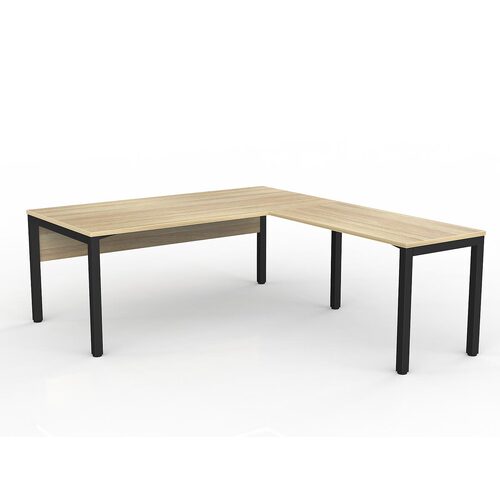 Axis Corner Workstation 1800/900 With Return 1200/600 RH With Modesty New Oak On Black