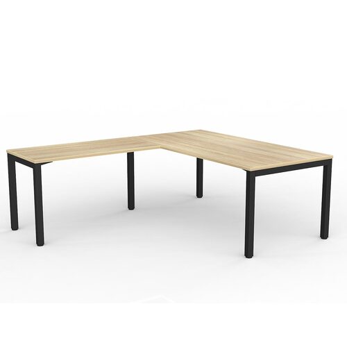 Axis Corner Workstation 1800/900 With Return 1200/600 LH New Oak On Black