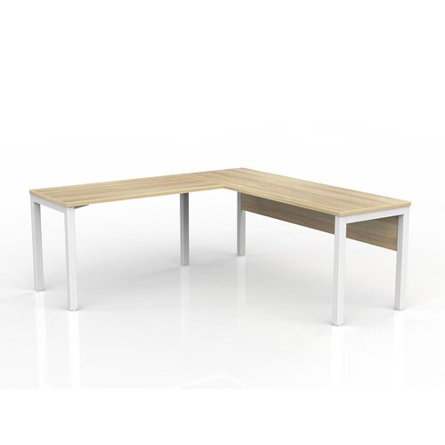 Axis Corner Workstation 1800/600 With Return 1200/600 LH With Modesty New Oak On White