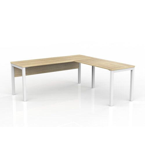 Axis Corner Workstation 1800/600 With Return 1200/600 RH With Modesty New Oak On White