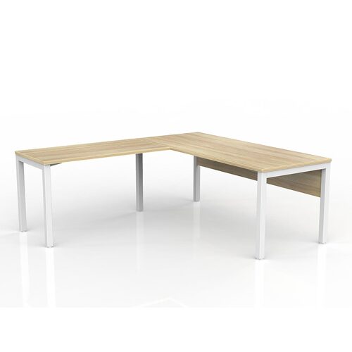 Axis Corner Workstation 1800/750 With Return 1200/600 LH With Modesty New Oak On White