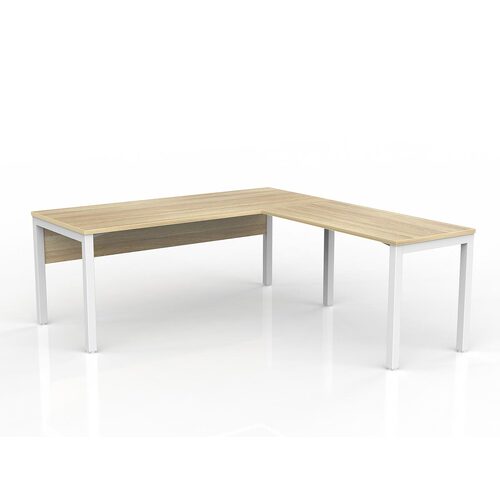 Axis Corner Workstation 1800/750 With Return 1200/600 RH With Modesty New Oak On White