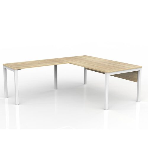 Axis Corner Workstation 1800/900 With Return 1200/600 LH With Modesty New Oak On White