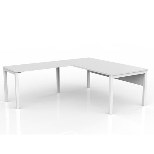 Axis Corner Workstation 1800/900 With Return 1200/600 LH With Modesty White On White