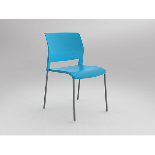 Game Chair Silver 4 Leg Aqua Shell