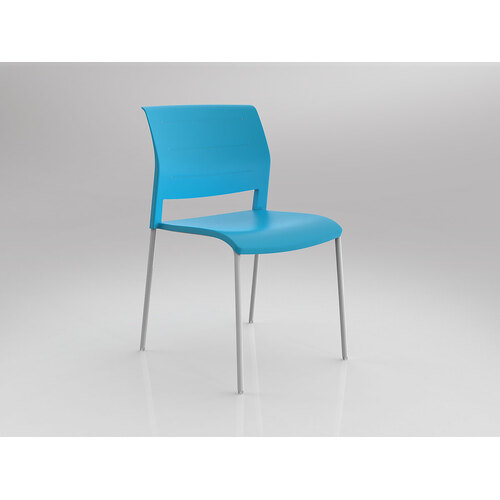 Game Chair White 4 Leg Aqua Shell