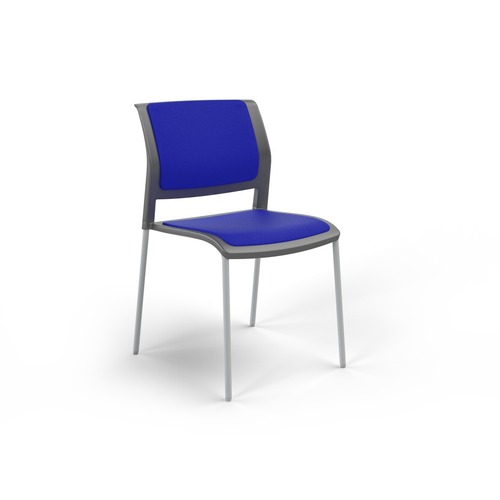 Game Chair White 4 Leg Charcoal Shell Sky Blue Seat & Back