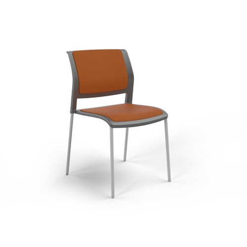 Game Chair White 4 Leg Charcoal Shell Bright Orange Seat & Back