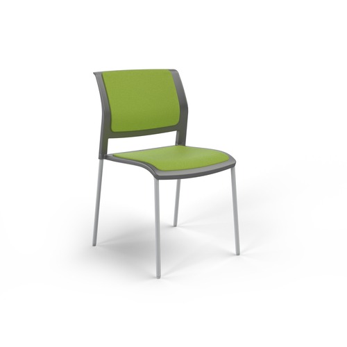 Game Chair White 4 Leg Charcoal Shell Lime Green Seat & Back