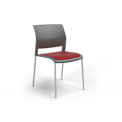Game Chair White 4 Leg Charcoal Shell Tomato Red Seat