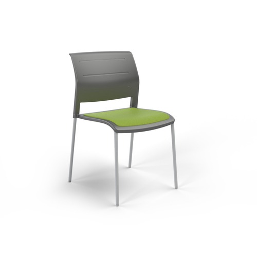 Game Chair White 4 Leg Charcoal Shell Lime Green Seat