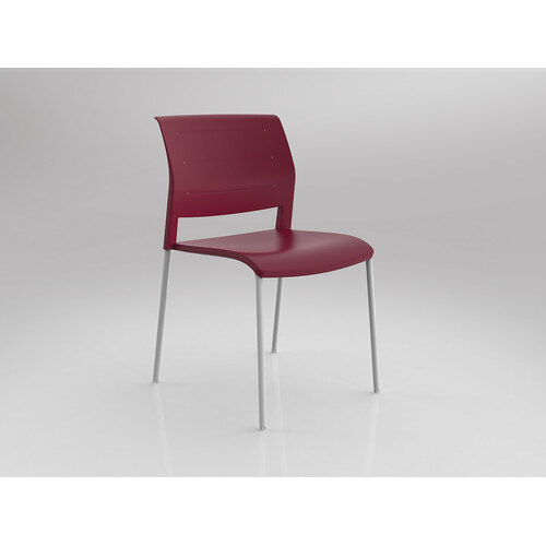 Game Chair White 4 Leg Red Shell