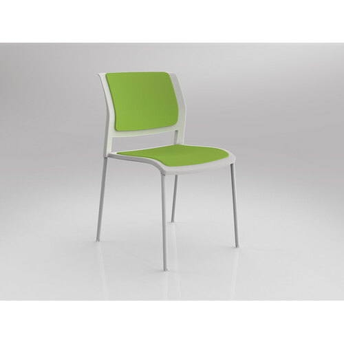 Game Chair White 4 Leg White Shell Lime Green Seat & Back