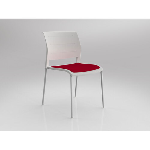 Game Chair White 4 Leg White Shell Tomato Red Seat