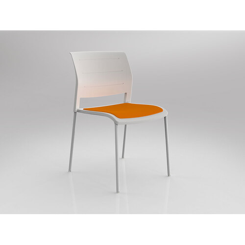 Game Chair White 4 Leg White Shell Bright Orange Seat