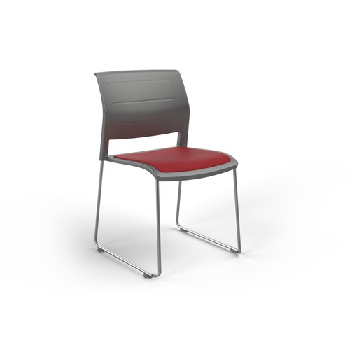 Game Chair Chrome Sled Charcoal Shell Tomato Red Seat