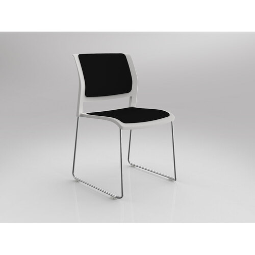 Game Chair Chrome Sled White Shell Black Seat & Back