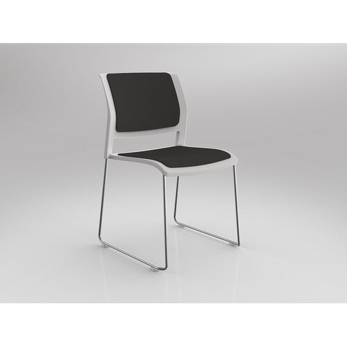 Game Chair Chrome Sled White Shell Slate Grey Seat & Back