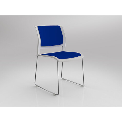 Game Chair Chrome Sled White Shell Sky Blue Seat & Back
