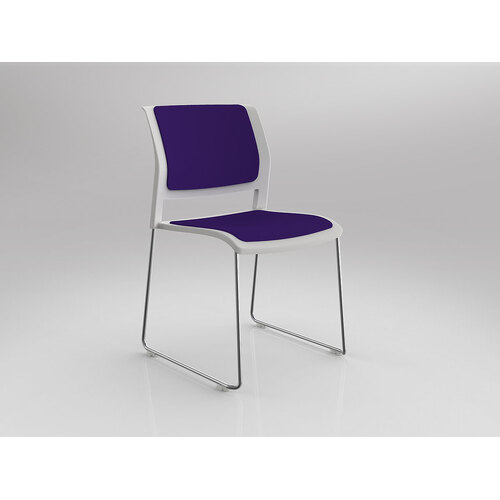 Game Chair Chrome Sled White Shell Plum Seat & Back