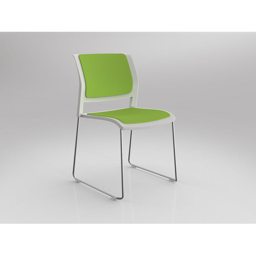 Game Chair Chrome Sled White Shell Lime Green Seat & Back